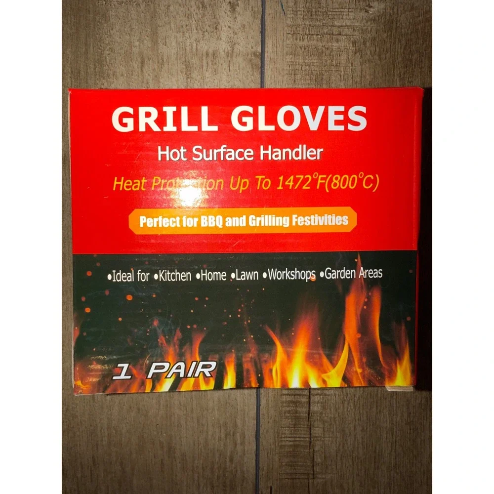 QUWIN Grill Gloves Heat Resistant 1472F BBQ Grilling Oven Mitts Silicone Black